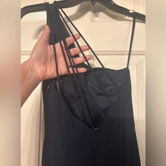 Jump apparel by Wendye Chaitin navy blue one shoulder  maxi dress/gown sz 1/2 - Picture 5 of 8